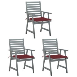 vidaXL Sillas comedor de jardín 3 uds madera maciza acacia y cojines