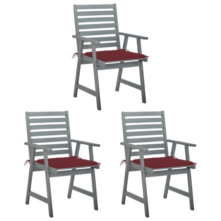 vidaXL Sillas comedor de jardín 3 uds madera maciza acacia y cojines