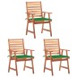 vidaXL Sillas comedor de jardín 3 uds madera maciza acacia y cojines vidaXL Sillas comedor de jardín 3 uds madera maciza acacia y cojines