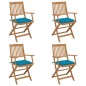 vidaXL Sillas de jardín plegables 4 uds y cojines madera maciza acacia vidaXL Sillas de jardín plegables 4 uds y cojines madera maciza acacia