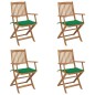 vidaXL Sillas de jardín plegables 4 uds y cojines madera maciza acacia