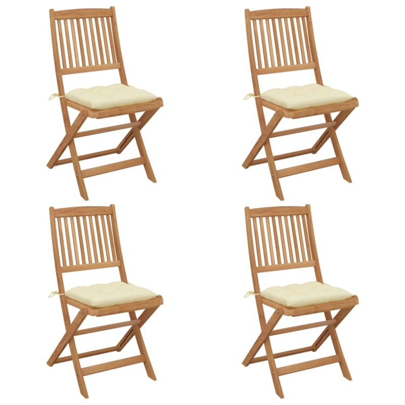 vidaXL Sillas de jardín plegables 4 uds y cojines madera maciza acacia vidaXL Sillas de jardín plegables 4 uds y cojines madera maciza acacia