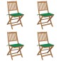 vidaXL Sillas de jardín plegables 4 uds y cojines madera maciza acacia
