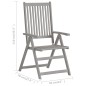 vidaXL Sillas de jardín reclinables 3 uds madera maciza acacia cojines