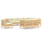 vidaXL Muebles de jardín 9 pzas y cojines madera maciza de pino crema vidaXL Muebles de jardín 9 pzas y cojines madera maciza de pino crema