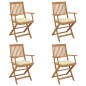 vidaXL Sillas de jardín plegables 4 uds y cojines madera maciza acacia vidaXL Sillas de jardín plegables 4 uds y cojines madera maciza acacia