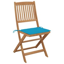 vidaXL Sillas de jardín plegables 2 uds y cojines madera maciza acacia