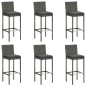 vidaXL Set muebles bar jardín 7 piezas y cojines ratán sintético gris