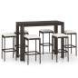 vidaXL Set de bar para jardín 7 pzas y cojines ratán sintético marrón vidaXL Set de bar para jardín 7 pzas y cojines ratán sintético marrón