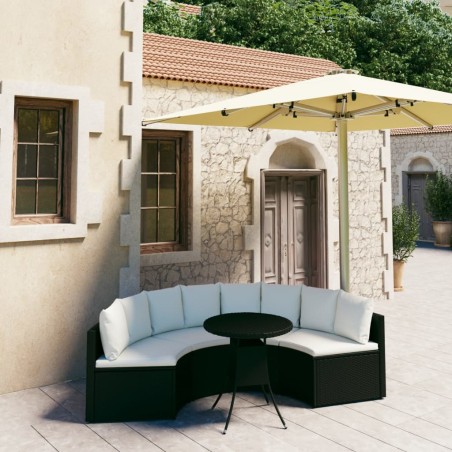vidaXL Set de sofás de jardín 5 piezas y cojines ratán sintético negro