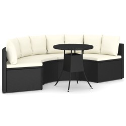 vidaXL Set de sofás de jardín 5 piezas y cojines ratán sintético negro
