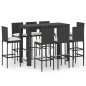 vidaXL Set muebles bar jardín 9 piezas ratán sintético y cojines crema vidaXL Set muebles bar jardín 9 piezas ratán sintético y cojines crema