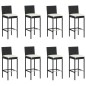 vidaXL Set muebles bar jardín 9 piezas ratán sintético y cojines crema vidaXL Set muebles bar jardín 9 piezas ratán sintético y cojines crema