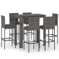 vidaXL Conjunto de bar para jardín 7 pzas ratán sintético gris cojines vidaXL Conjunto de bar para jardín 7 pzas ratán sintético gris cojines