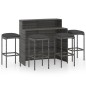 vidaXL Juego de muebles de bar de jardín de 5 piezas y cojines gris 
