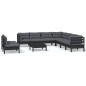 vidaXL Muebles de jardín 10 pzas con cojines negro madera maciza pino vidaXL Muebles de jardín 10 pzas con cojines negro madera maciza pino