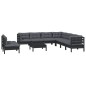 vidaXL Muebles de jardín 10 pzas con cojines negro madera maciza pino vidaXL Muebles de jardín 10 pzas con cojines negro madera maciza pino