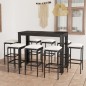 vidaXL Conjunto de bar para jardín 9 piezas con cojines ratán PE negro vidaXL Conjunto de bar para jardín 9 piezas con cojines ratán PE negro