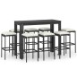 vidaXL Conjunto de bar para jardín 9 piezas con cojines ratán PE negro vidaXL Conjunto de bar para jardín 9 piezas con cojines ratán PE negro