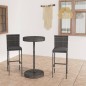vidaXL Set muebles bar jardín 3 piezas y cojines ratán sintético gris vidaXL Set muebles bar jardín 3 piezas y cojines ratán sintético gris