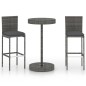 vidaXL Set muebles bar jardín 3 piezas y cojines ratán sintético gris vidaXL Set muebles bar jardín 3 piezas y cojines ratán sintético gris