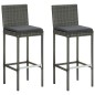 vidaXL Set muebles bar jardín 3 piezas y cojines ratán sintético gris vidaXL Set muebles bar jardín 3 piezas y cojines ratán sintético gris