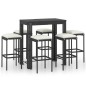 vidaXL Set muebles bar jardín 7 piezas y cojines ratán sintético negro vidaXL Set muebles bar jardín 7 piezas y cojines ratán sintético negro