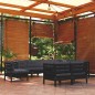 vidaXL Muebles de jardín 9 pzas y cojines negro madera maciza de pino vidaXL Muebles de jardín 9 pzas y cojines negro madera maciza de pino