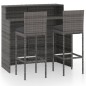 vidaXL Juego muebles de bar para jardín 3 piezas y cojines gris vidaXL Juego muebles de bar para jardín 3 piezas y cojines gris