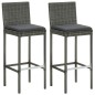 vidaXL Juego muebles de bar para jardín 3 piezas y cojines gris vidaXL Juego muebles de bar para jardín 3 piezas y cojines gris