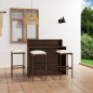 vidaXL Juego de muebles de bar para jardín 4 piezas y cojines marrón vidaXL Juego de muebles de bar para jardín 4 piezas y cojines marrón