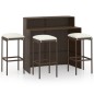 vidaXL Juego de muebles de bar para jardín 4 piezas y cojines marrón vidaXL Juego de muebles de bar para jardín 4 piezas y cojines marrón