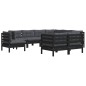 vidaXL Muebles de jardín 9 pzas y cojines negro madera maciza de pino vidaXL Muebles de jardín 9 pzas y cojines negro madera maciza de pino