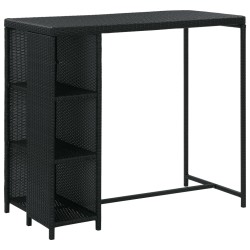vidaXL Set de bar para jardín 5 pzas y cojines ratán sintético negro