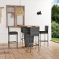 vidaXL Set de muebles de bar de jardín 5 pzas y cojines ratán PE gris vidaXL Set de muebles de bar de jardín 5 pzas y cojines ratán PE gris