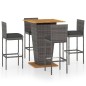 vidaXL Set de muebles de bar de jardín 5 pzas y cojines ratán PE gris vidaXL Set de muebles de bar de jardín 5 pzas y cojines ratán PE gris