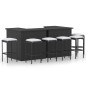 vidaXL Set de bar para jardín 8 piezas y cojines ratán sintético negro vidaXL Set de bar para jardín 8 piezas y cojines ratán sintético negro