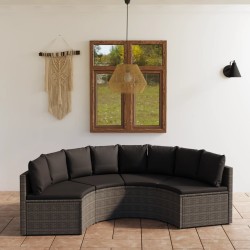 vidaXL Set de sofás de jardín con cojines 4 pzas ratán sintético gris