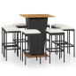vidaXL Set de muebles de bar de jardín 9 pzas y cojines ratán PE negro vidaXL Set de muebles de bar de jardín 9 pzas y cojines ratán PE negro