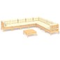 vidaXL Muebles de jardín 9 pzas y cojines madera maciza de pino crema