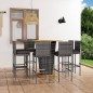 vidaXL Set de muebles de bar de jardín 9 pzas y cojines ratán PE gris vidaXL Set de muebles de bar de jardín 9 pzas y cojines ratán PE gris
