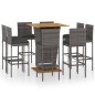 vidaXL Set de muebles de bar de jardín 9 pzas y cojines ratán PE gris vidaXL Set de muebles de bar de jardín 9 pzas y cojines ratán PE gris