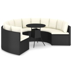 vidaXL Set de sofás de jardín 7 piezas y cojines ratán sintético negro