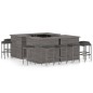 vidaXL Set de bar para jardín 16 piezas y cojines ratán sintético gris vidaXL Set de bar para jardín 16 piezas y cojines ratán sintético gris