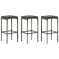 vidaXL Set de bar para jardín 4 piezas y cojines ratán sintético gris vidaXL Set de bar para jardín 4 piezas y cojines ratán sintético gris