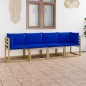 vidaXL Sofá de jardín de 4 plazas con cojines azules vidaXL Sofá de jardín de 4 plazas con cojines azules