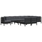 vidaXL Muebles de jardín 11 pzas con cojines negro madera maciza pino vidaXL Muebles de jardín 11 pzas con cojines negro madera maciza pino