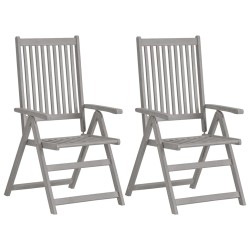 vidaXL Sillas de jardín reclinables 4 uds cojines madera maciza acacia