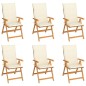 vidaXL Sillas de jardín 6 uds madera maciza teca cojines color crema vidaXL Sillas de jardín 6 uds madera maciza teca cojines color crema