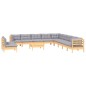 vidaXL Juego de muebles de jardín 12 pzas y cojines madera maciza pino vidaXL Juego de muebles de jardín 12 pzas y cojines madera maciza pino